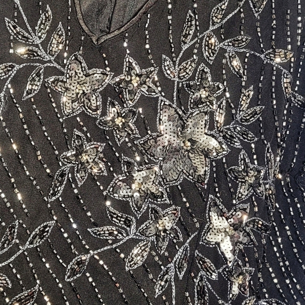 Vintage Black and Silver Embellished Top - Picture 6 of 7